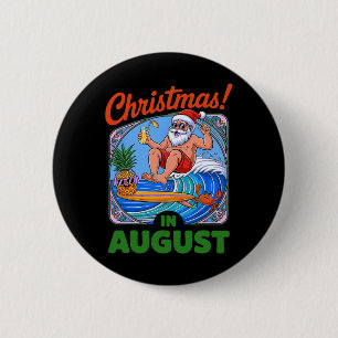 Kerstmis in augustus zomer vakantie grappige kerst ronde button 5,7 cm