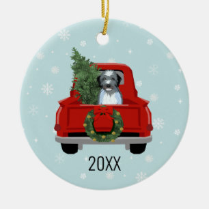 Kerstmis in Aussiedoodle Keramisch Ornament