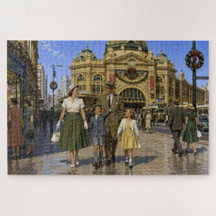 Kerstmis in Australië in de jaren 50 Flinders Stre Legpuzzel