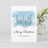 Kerstmis in besneeuwde winter (rond) feestdagenkaart (Staand voorkant)