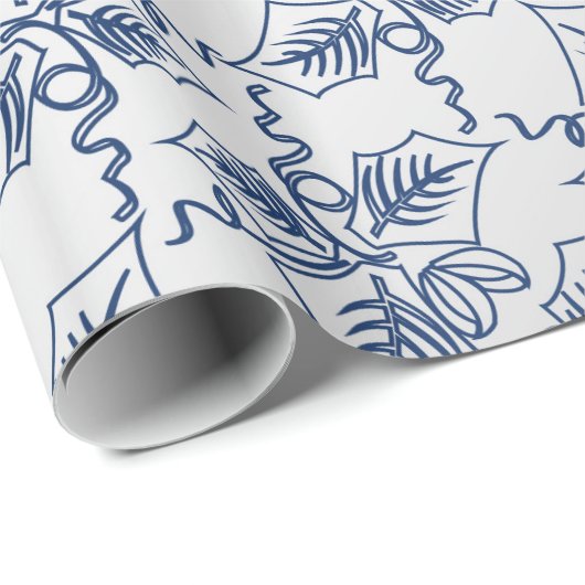 Kerstmis in blauw en zilver cadeaupapier (Rol Hoek)