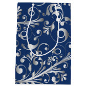 Kerstmis in blauw en zilver medium cadeauzakje (Achterkant)