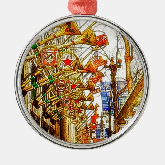 Kerstmis in Chicago Metalen Ornament (Voorkant)