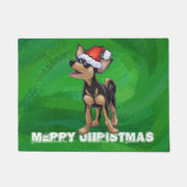 Kerstmis in Chihuahua op groen Deurmat (Voorkant)