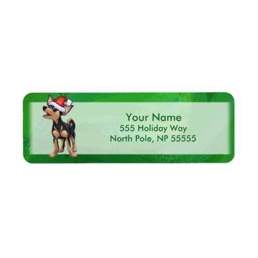 Kerstmis in Chihuahua op groen Etiket (Voorkant)