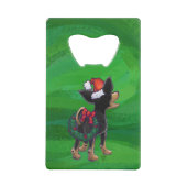 Kerstmis in Chihuahua op groen Kredietkaart Flessenopener (Achterkant)