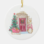 Kerstmis in CozyBun bos. Keramisch Ornament (Voorkant)