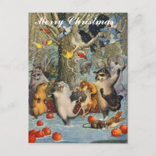 Kerstmis in de Bossen Post Card Feestdagenkaart