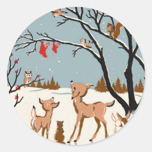 Kerstmis in de Bossen Ronde Sticker
