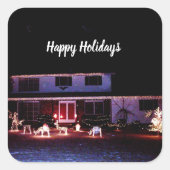 KERSTMIS IN DE BUURT kaart Vierkante Sticker (Voorkant)