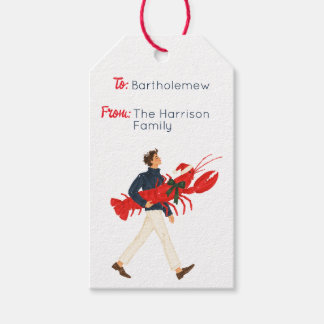 Kerstmis in de Hamptons: Preppy man met kreeft Cadeaulabel