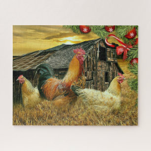 Kerstmis in de kippen Coop Rooster Hens Legpuzzel