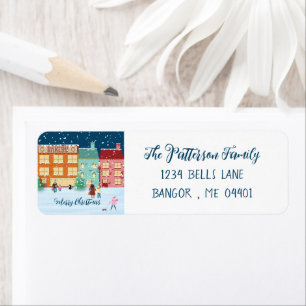 Kerstmis in de omroep van de stad etiket