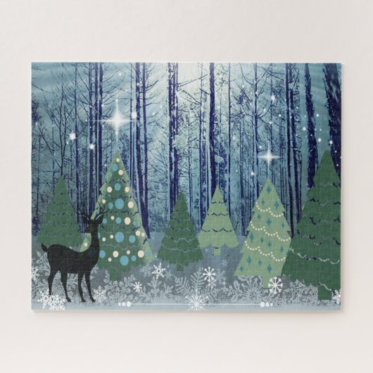 Kerstmis in de puzzel van het bosontwerp legpuzzel (Horizontaal)