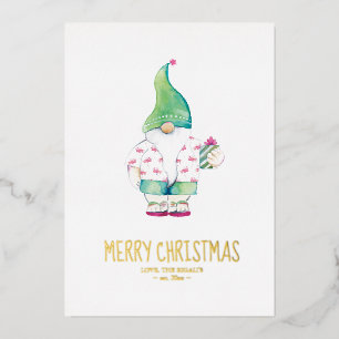 Kerstmis in de Sand Santa Waterverf Folie Feestdagenkaart