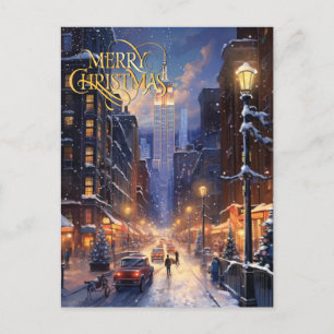 Kerstmis in de stad. briefkaart