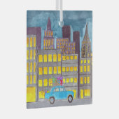 Kerstmis in de stad glas ornament (Voorkant Rechts)