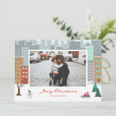 Kerstmis in de stad Kerstkaart (Staand voorkant)