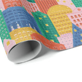 Kerstmis in de stad Kleurrijke Wrapping Paper Cadeaupapier (Rol Hoek)