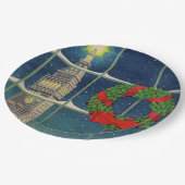 Kerstmis in de stad van 1950 papieren bordje (Gekanteld)