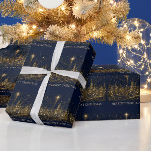 Kerstmis in de sterren Kerstmis dorp Cadeaupapier