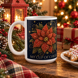 Kerstmis in de sterren | Poinsettia Koffiemok