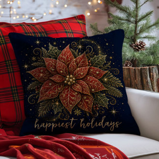 Kerstmis in de sterren | Poinsettia Kussen