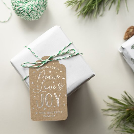 Kerstmis in de Vrede, Liefde en Joy Typografie Cadeaulabels