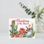 Kerstmis in de woestijn met Cactus Kerstman Feestdagenkaart (Staand voorkant)