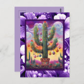 Kerstmis in de woestijn Zuidwest Saguaro Cactus Briefkaart (Voorkant / Achterkant)