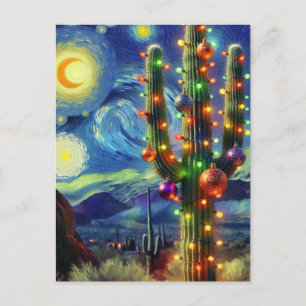 Kerstmis in de woestijn Zuidwest Saguaro Cactus Briefkaart
