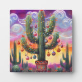 Kerstmis in de woestijn Zuidwest Saguaro Cactus Fotoplaat (Voorkant)