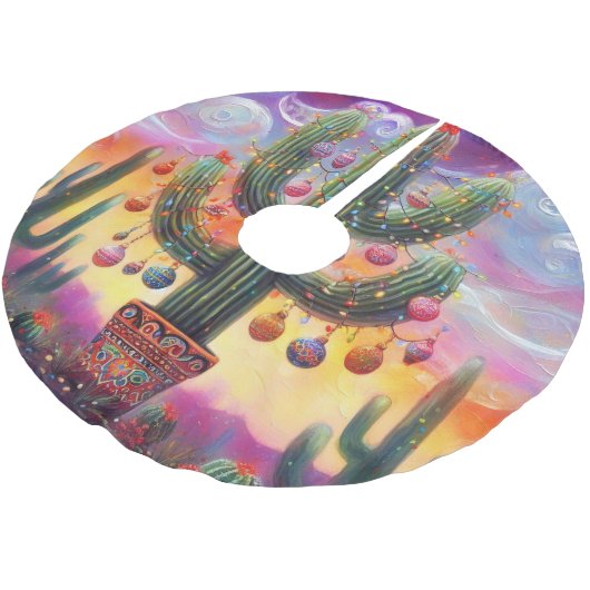 Kerstmis in de woestijn Zuidwest Saguaro Cactus Kerstboom Rok (Gekanteld)