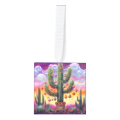 Kerstmis in de woestijn Zuidwest Saguaro Cactus Kubus Ornament (Voorkant)