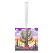 Kerstmis in de woestijn Zuidwest Saguaro Cactus Kubus Ornament (Rechts)