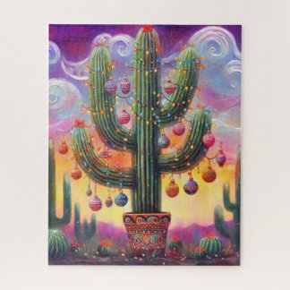 Kerstmis in de woestijn Zuidwest Saguaro Cactus Legpuzzel