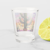 Kerstmis in de woestijn Zuidwest Saguaro Cactus Shot Glas (Achterkant)