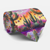 Kerstmis in de woestijn Zuidwest Saguaro Cactus Stropdas (Opgerold)