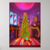 Kerstmis in de woonkamer | AI Art Poster (Voorkant)