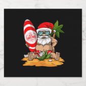 Kerstmis in de zomer Funny Santa Hawaiian Beach Sparkling Wijnetiket (Enkel label)