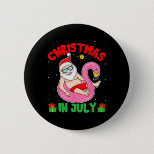 Kerstmis in de zomer in juli - Tropische Kerstman Ronde Button 5,7 Cm