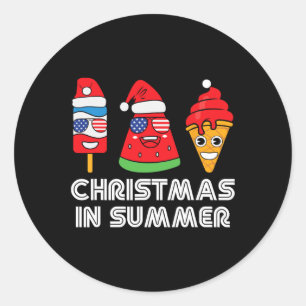 Kerstmis in de zomer Sinterklaas Party Beach Zomer Ronde Sticker