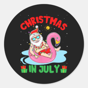 Kerstmis in de zomer - Tropische Kerstman die surf Ronde Sticker