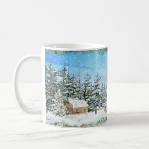 Kerstmis in een winterhut koffiemok