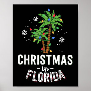 Kerstmis in Florida decimeert de palmboomfamilie v Poster