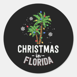 Kerstmis in Florida decimeert de palmboomfamilie v Ronde Sticker