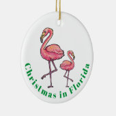 Kerstmis in Florida Flamingo Keramisch Ornament (Rechts)