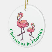 Kerstmis in Florida Flamingo Keramisch Ornament (Links)