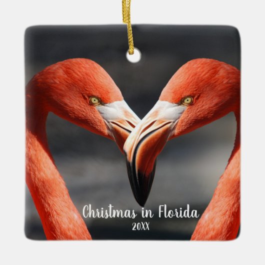 Kerstmis in Florida Flamingo Love Ornament (Voorkant)