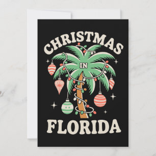 Kerstmis in Florida Palmboom Kerstverlichting Wint Feestdagenkaart